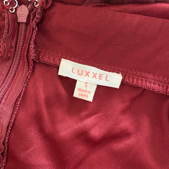 Showpo.💃🏼Size S Marissa Velvet Applique Tulle Plunge Maxi Dress in Wine - Picture 12 of 12